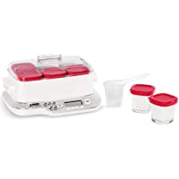 Seb Compacte - Yogurtera multidelicada (6 tarros- metal)- color blanco 6 frascos - Rojo rojo y blanco - Instrucciones y…